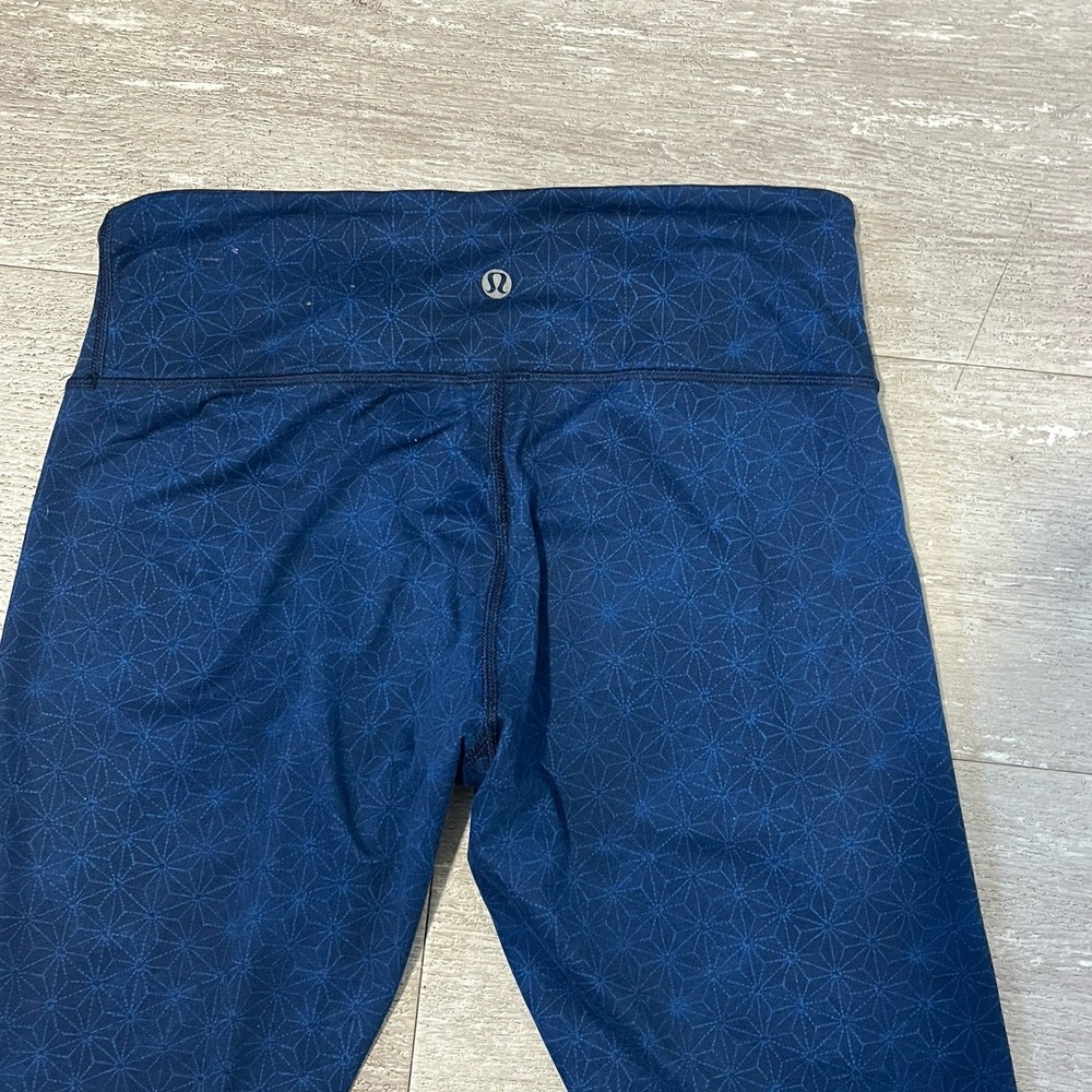 Lululemon Size 6 Wunder Under Leggings Foldover High Waist Full Length Blue Star - Picture 6 of 7